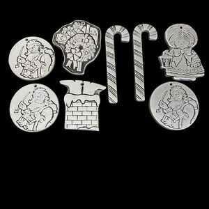 Vintage Wilton Armetale Metal Pewter Christmas Ornaments Lot of 8